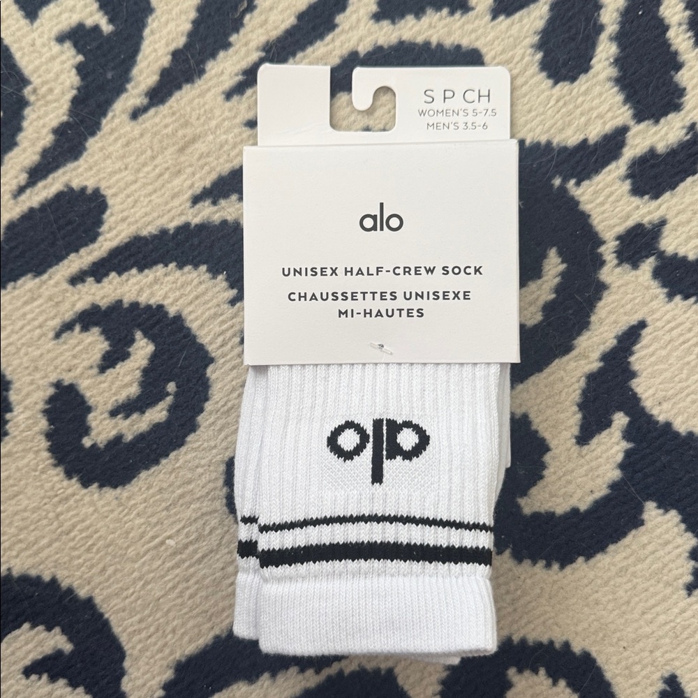 ALO Yoga White and Black Half-Crew Socks
